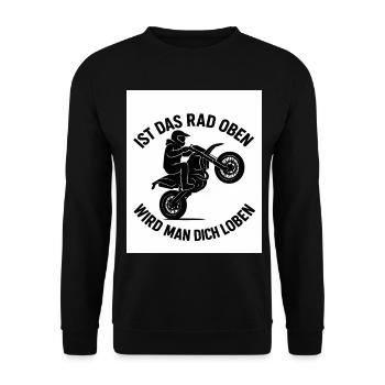Supermoto Wheelie – Ist das Rad oben  - Unisex Pullover - Schwarz - Vorne - Alina (178cm) & Michal (187cm)