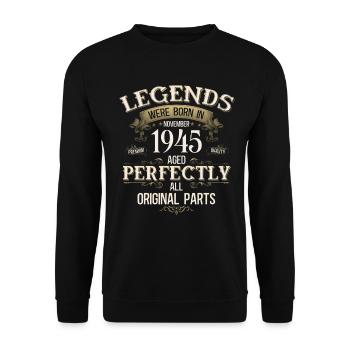 80e anniversaire Légende November Né en 1945 - Sweat-shirt Unisexe - noir - Devant - Alina (178cm) & Michal (187cm)