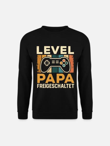 Soon Dad LEVEL DAD UNLOCKED FUNNY - Unisex Sweatshirt - black