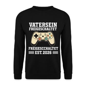 Soon Dad DAD UNLOCKED EST 2026 FUNNY - Unisex Sweatshirt - black - Front - Alina (178cm) & Michal (187cm)
