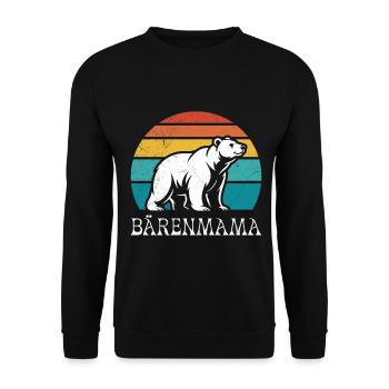 Werdende Mutter BÄRENMAMA Bald Mama Lustiges - Unisex Pullover - Schwarz - Vorne - Alina (178cm) & Michal (187cm)