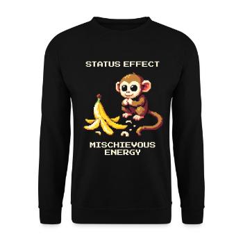 Status-Effekt: Schelmische Energie | Affenwitz - Unisex Pullover - Schwarz - Vorne - Alina (178cm) & Michal (187cm)