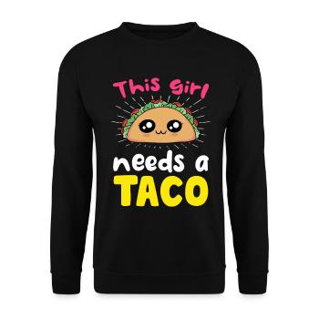 Dieses Mädchen braucht einen Taco - Unisex Pullover - Schwarz - Vorne - Alina (178cm) & Michal (187cm)
