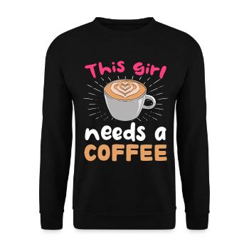 Diese Frau braucht Kaffee - Unisex Pullover - Schwarz - Vorne - Alina (178cm) & Michal (187cm)