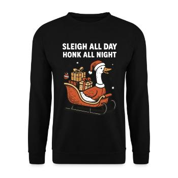 Oie Noël Drôle Père Noël Traîneau Toute la journée - Sweat-shirt Unisexe - noir - Devant - Alina (178cm) & Michal (187cm)
