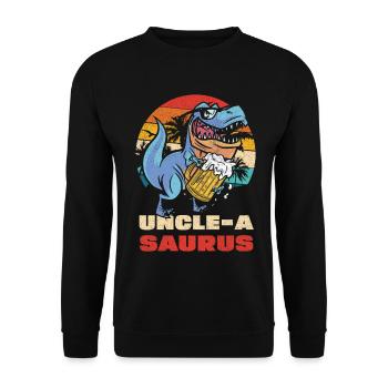 UncleASaurus Bierheld - Unisex Pullover - Schwarz - Vorne - Alina (178cm) & Michal (187cm)