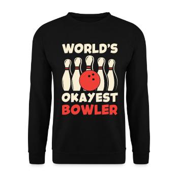World's Okayest Bowler - Unisex Pullover - Schwarz - Vorne - Alina (178cm) & Michal (187cm)
