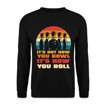 Retro Bowling Roll-Style - Unisex Pullover - Schwarz - Vorne - Alina (178cm) & Michal (187cm)
