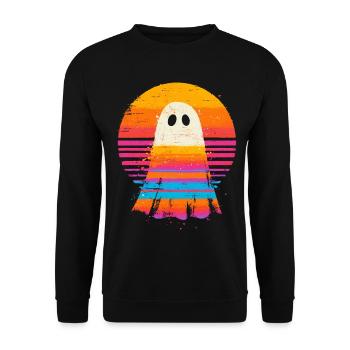 Ghost Halloween Retro Style, Funny Spooky - Unisex Sweatshirt - black - Front - Alina (178cm) & Michal (187cm)
