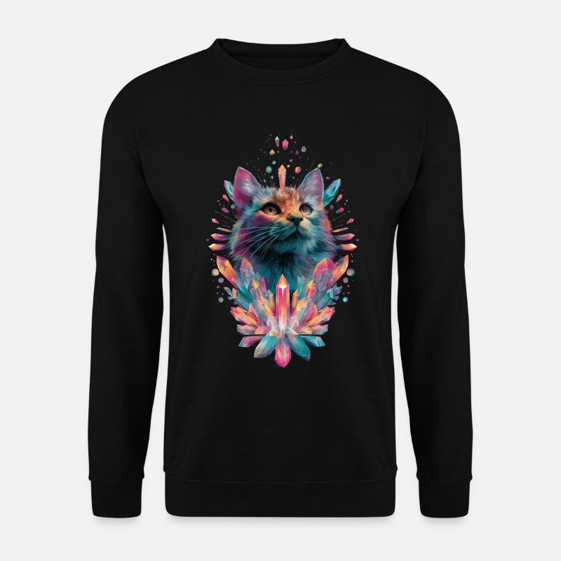 Rainbow Crystal Cat, Cute - Unisex Sweatshirt - black