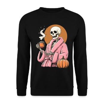 Skeleton Robe Pumpkin Halloween Costume Coffee - Unisex Sweatshirt - black - Front - Alina (178cm) & Michal (187cm)
