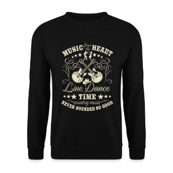 Linedance - Musik mit Herz - Country Geschenk - Unisex Pullover - Schwarz - Vorne - Alina (178cm) & Michal (187cm)