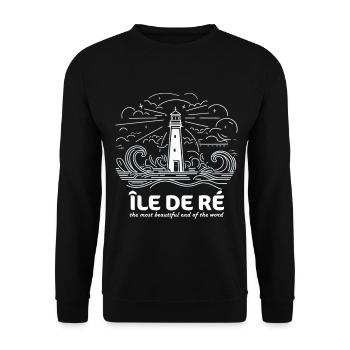 Île de Ré Le Plus Bel Endroit du Monde Charente - Sweat-shirt Unisexe - noir - Devant - Alina (178cm) & Michal (187cm)