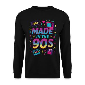Made in the 90s - Unisex Pullover - Schwarz - Vorne - Alina (178cm) & Michal (187cm)