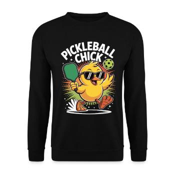 Pickleball Shirt with Chicks – Sport & Fun - Unisex Sweatshirt - black - Front - Alina (178cm) & Michal (187cm)