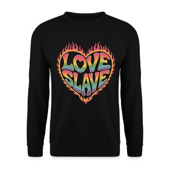 Love Design im 70s Look - Liebe im Retro Stil - Unisex Pullover - Schwarz - Vorne - Alina (178cm) & Michal (187cm)