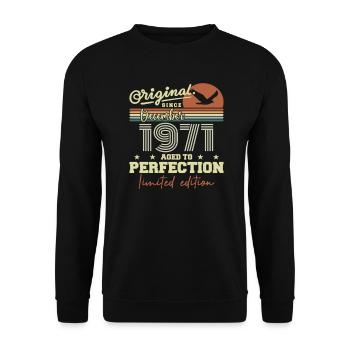 54. Geburtstag | Original Dezember 1971 - Unisex Pullover - Schwarz - Vorne - Alina (178cm) & Michal (187cm)