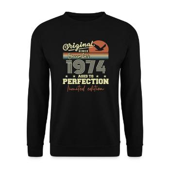 51 Jahre Geburtstag | Original Dezember 1974 - Unisex Pullover - Schwarz - Vorne - Alina (178cm) & Michal (187cm)