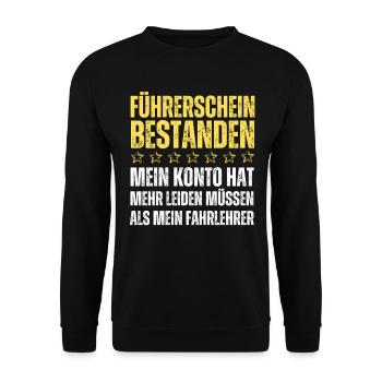 Permis de conduire réussi - Sweat-shirt Unisexe - noir - Devant - Alina (178cm) & Michal (187cm)