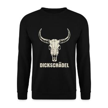 Stierkopf Schädel mit Hörnern - Dickschädel - Unisex Pullover - Schwarz - Vorne - Alina (178cm) & Michal (187cm)