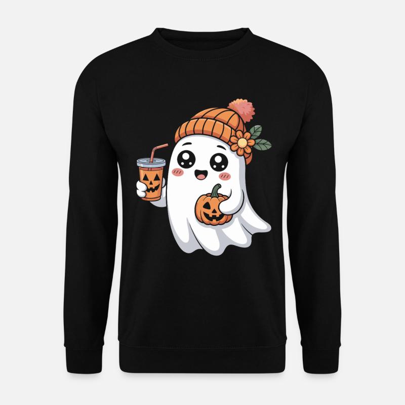 Geist Halloween Kürbis Latte Spaß - Unisex Pullover - Schwarz
