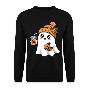 Geist Kürbis Gewürz Latte Halloween Spaß - Unisex Pullover - Schwarz - Vorne - Alina (178cm) & Michal (187cm)