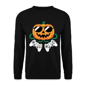 Gamer Pumpkin Halloween pour les gamers - Sweat-shirt Unisexe - noir - Devant - Alina (178cm) & Michal (187cm)