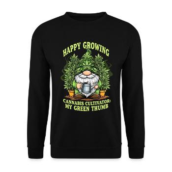 Happy Growing Cannabis Zwerg Weihnachts Gnom - Unisex Pullover - Schwarz - Vorne - Alina (178cm) & Michal (187cm)