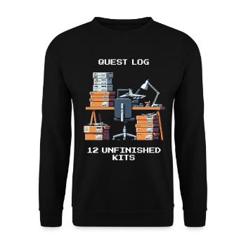 Questlog: 12 unfertige Kits | Modellbau - Unisex Pullover - Schwarz - Vorne - Alina (178cm) & Michal (187cm)