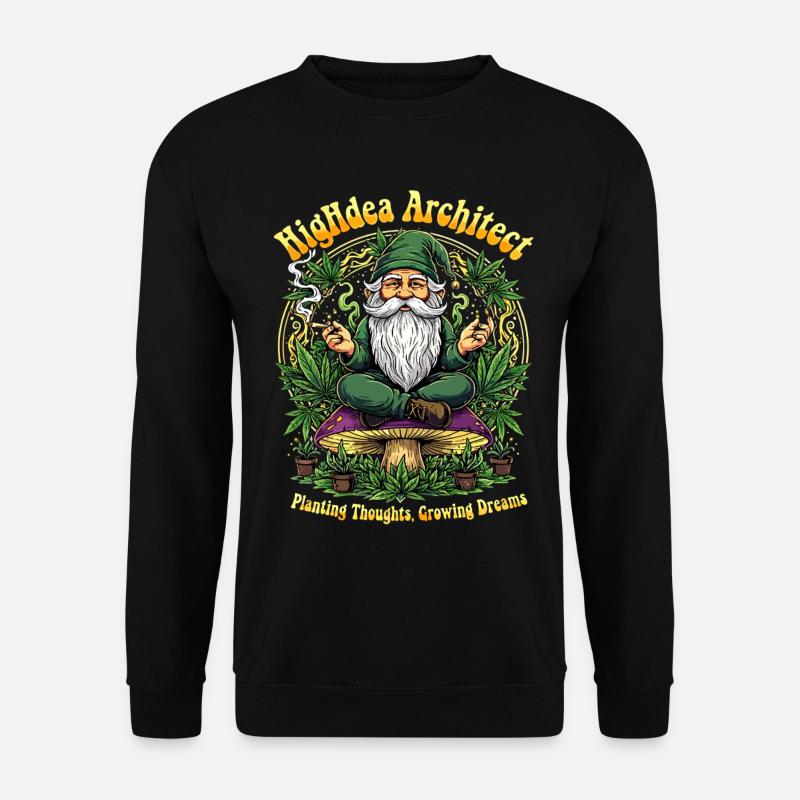 Crowing Gnome Cannabis Wichtel - Unisex Sweatshirt - black