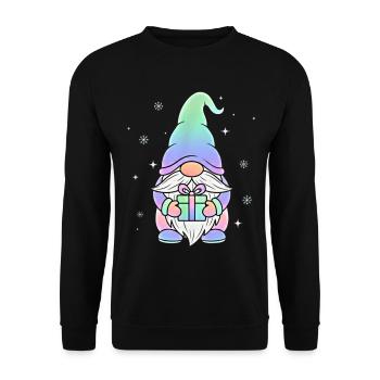 Weihnachts Gnom Pastell Farbverlauf - Unisex Pullover - Schwarz - Vorne - Alina (178cm) & Michal (187cm)