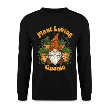 Gnome amoureux des plantes - Crowing Wichtel - Sweat-shirt Unisexe - noir - Devant - Alina (178cm) & Michal (187cm)