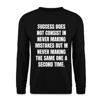 success does not consist in never making mistakes - Unisex Pullover - Schwarz - Vorne - Alina (178cm) & Michal (187cm)