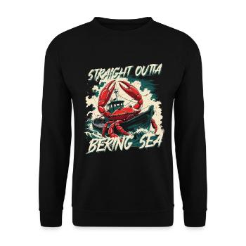 Alaska King Crab Straight Outta Bering Sea - Unisex Sweatshirt - black - Front - Alina (178cm) & Michal (187cm)