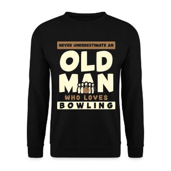 Old Man Loves Bowling Saying - Unisex Sweatshirt - black - Front - Alina (178cm) & Michal (187cm)