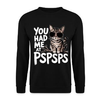 Lunettes de soleil chat Vous m’aviez chez PSPS - Sweat-shirt Unisexe - noir - Devant - Alina (178cm) & Michal (187cm)