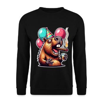 Fête Capybara avec ballons et cigare - Sweat-shirt Unisexe - noir - Devant - Alina (178cm) & Michal (187cm)