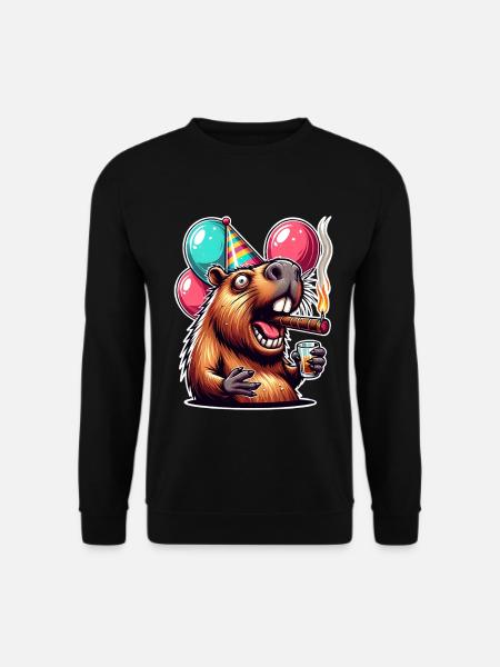 Capybara Party with Balloons and Cigar - Unisex Sweatshirt - black