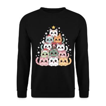 Cats Christmas Tree – Funny Xmas Cat - Unisex Sweatshirt - black - Front - Alina (178cm) & Michal (187cm)