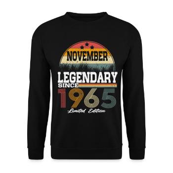 Des légendes sont nées en novembre 1965 - Sweat-shirt Unisexe - noir - Devant - Alina (178cm) & Michal (187cm)