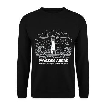 Leuchtturm des Pays des Abers Bretagne Finistère Sauvage - Unisex Pullover - Schwarz - Vorne - Alina (178cm) & Michal (187cm)