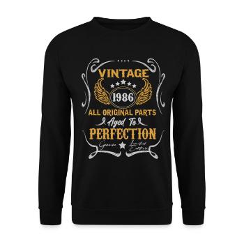 1986 Vintage Born Cadeau d’anniversaire - Sweat-shirt Unisexe - noir - Devant - Alina (178cm) & Michal (187cm)