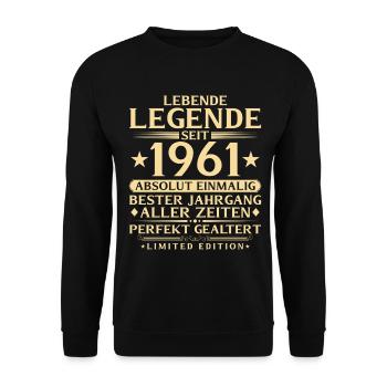 1961 Year of Construction Legend 65th Birthday Gift - Unisex Sweatshirt - black - Front - Alina (178cm) & Michal (187cm)