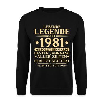 1981 Year Legend 45th Birthday Gift - Unisex Sweatshirt - black - Front - Alina (178cm) & Michal (187cm)