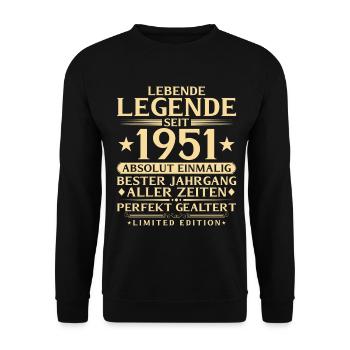 1951 Baujahr Legende 75. Geburtstag Geschenk - Unisex Pullover - Schwarz - Vorne - Alina (178cm) & Michal (187cm)