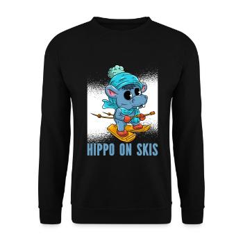 Nilpferd Ski  - Unisex Pullover - Schwarz - Vorne - Alina (178cm) & Michal (187cm)