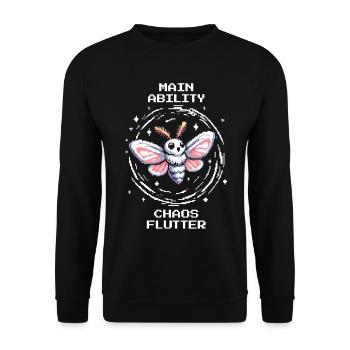 Chaos Moth | Main Ability Retro Gaming Saying - Unisex Sweatshirt - black - Front - Alina (178cm) & Michal (187cm)