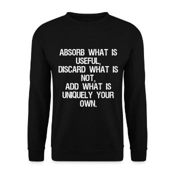 aufnehmen, was nützlich ist, wegwerfen, was nicht ist, hinzufügen w - Unisex Pullover - Schwarz - Vorne - Alina (178cm) & Michal (187cm)