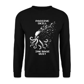 Ink Freak Out | Passive Ability Octopus Humor - Unisex Sweatshirt - black - Front - Alina (178cm) & Michal (187cm)