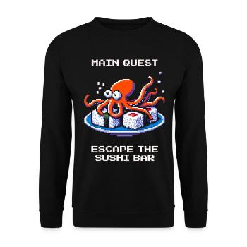 Évadez-vous du bar à sushis | Octopus Humour - Sweat-shirt Unisexe - noir - Devant - Alina (178cm) & Michal (187cm)